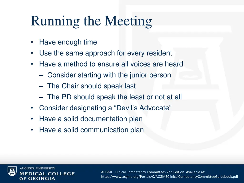 running the meeting