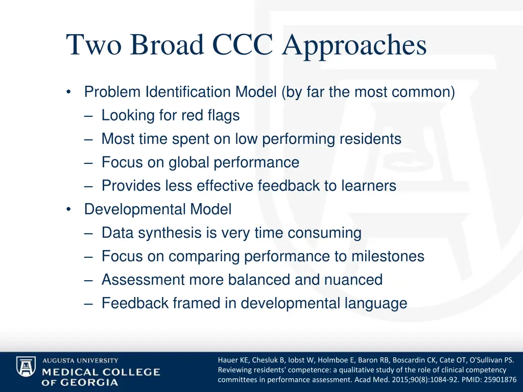 two broad ccc approaches