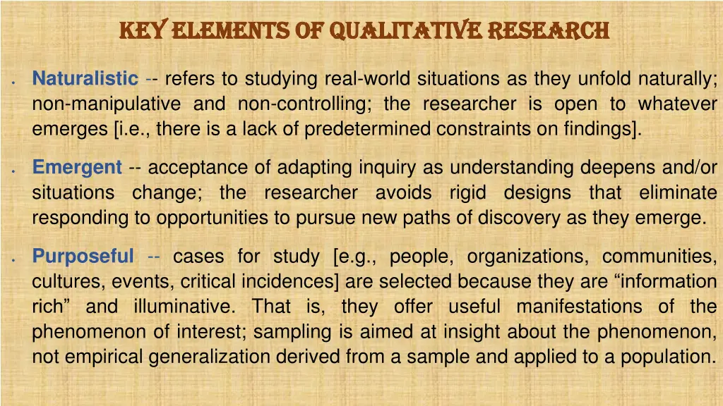 key elements of qualitative research key elements