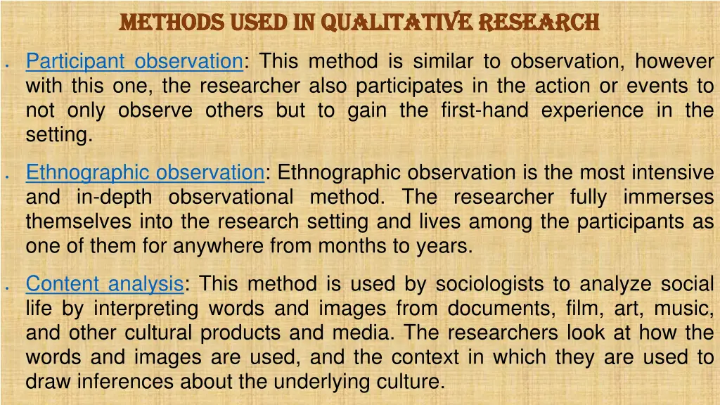 methods used in qualitative research methods used 3