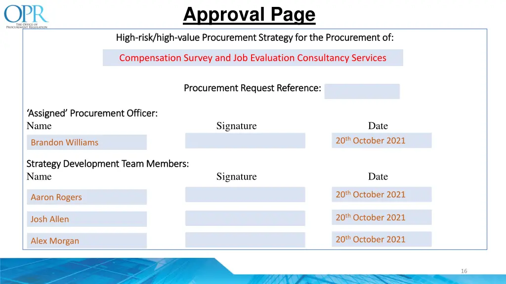 approval page