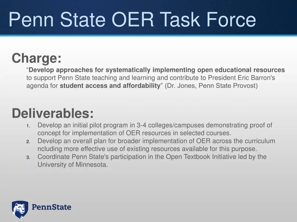 penn state oer task force