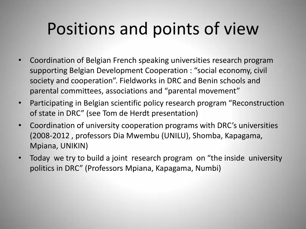 positions and points of view
