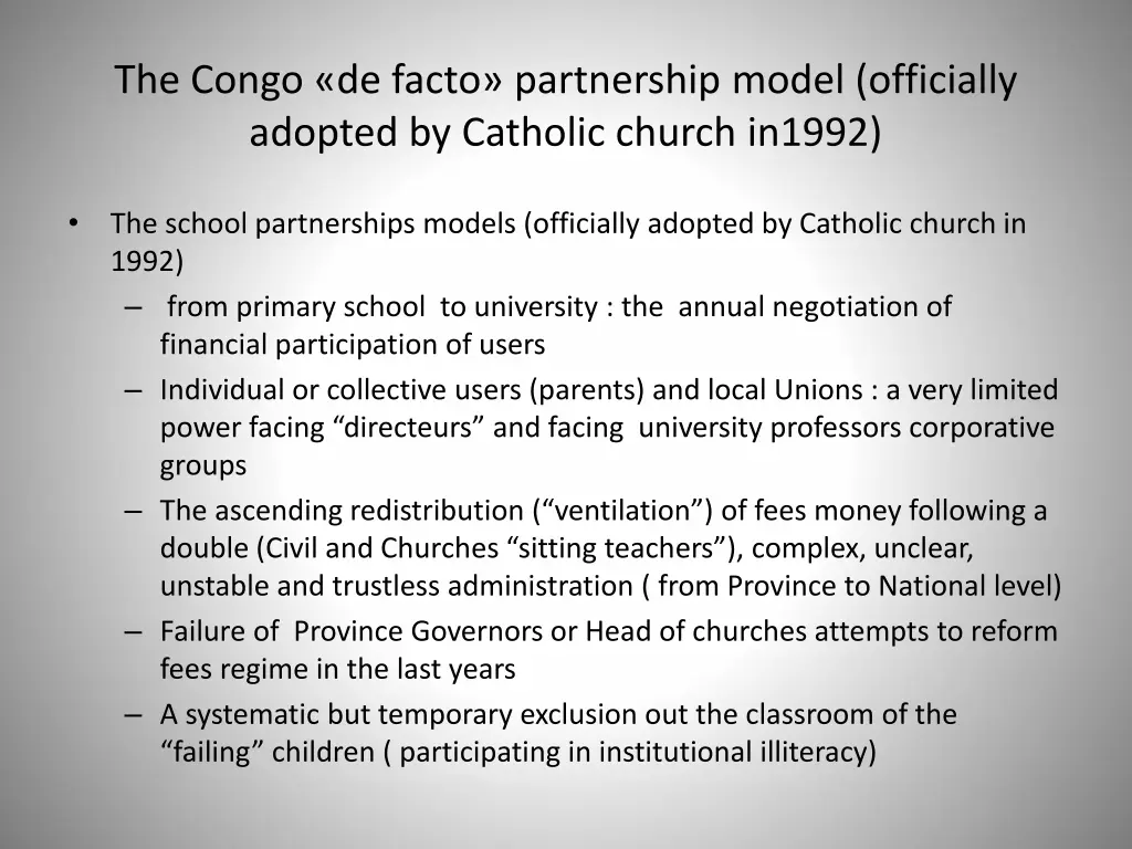 the congo de facto partnership model officially