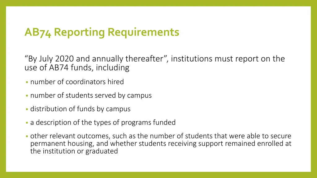 ab74 reporting requirements