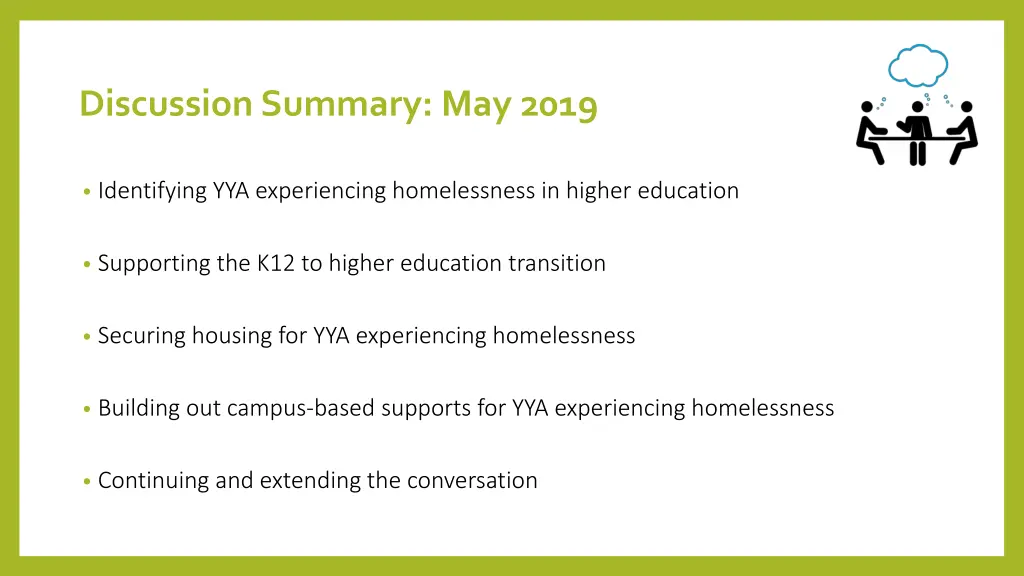 discussion summary may 2019