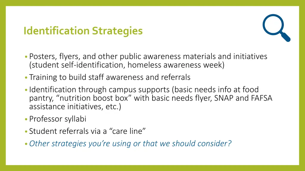 identification strategies 1