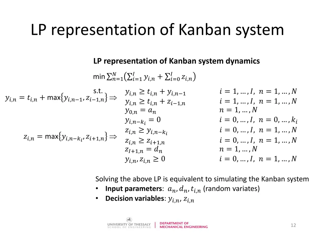 lp representation of kanban system 4