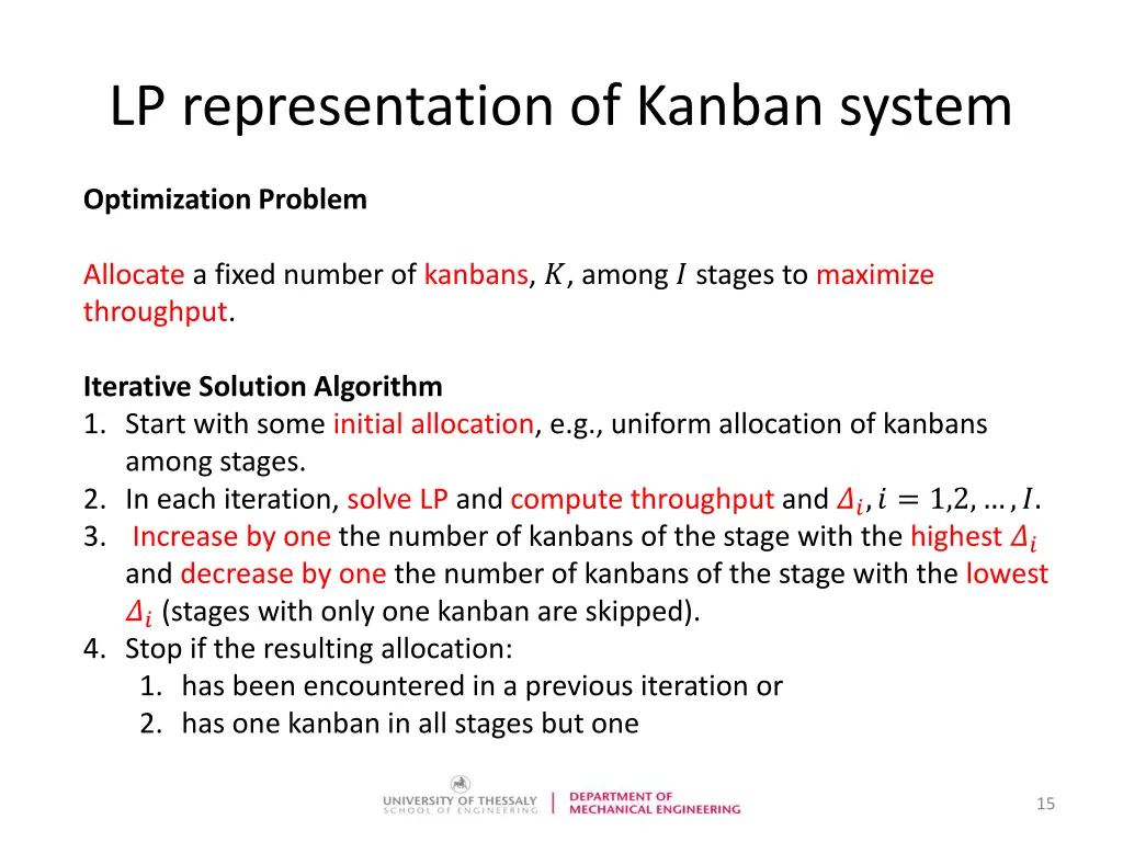 lp representation of kanban system 7
