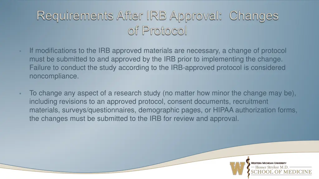 if modifications to the irb approved materials