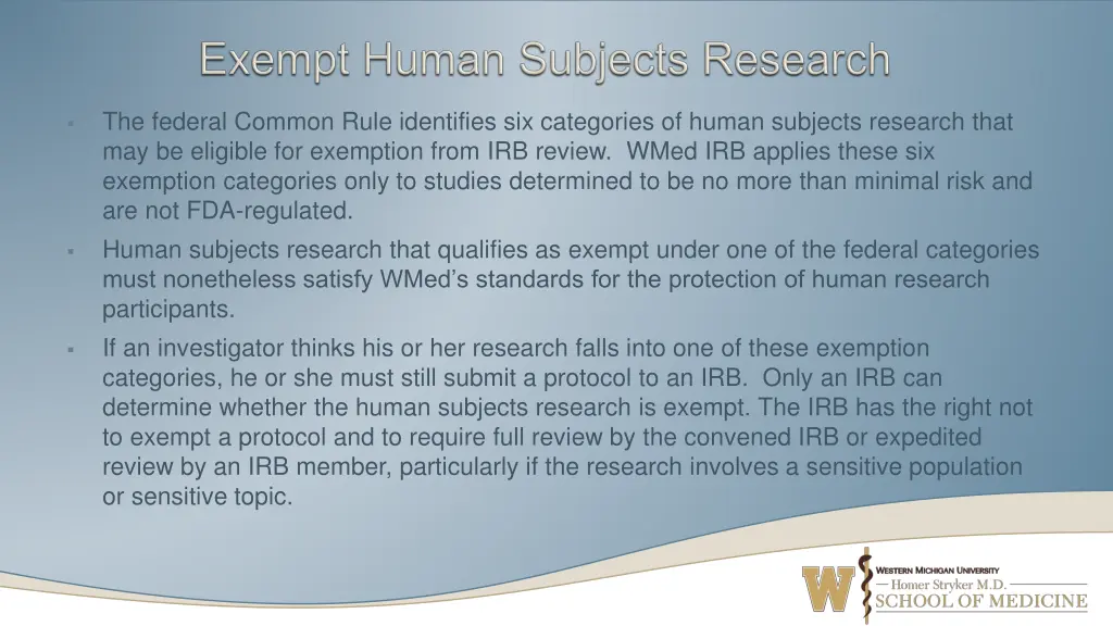 the federal common rule identifies six categories