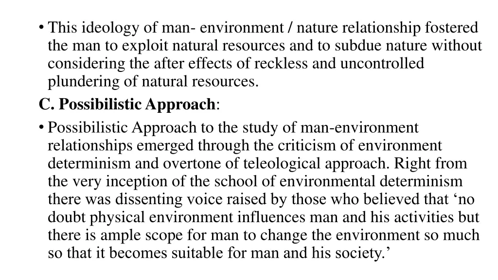 this ideology of man environment nature