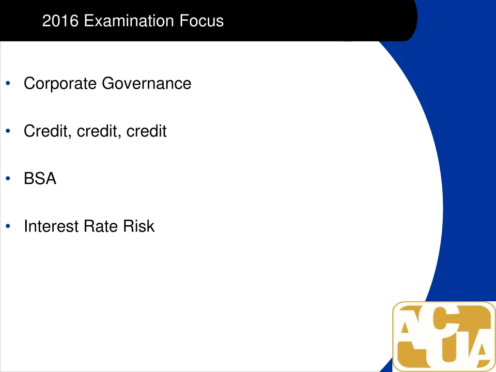 2016 examination focus