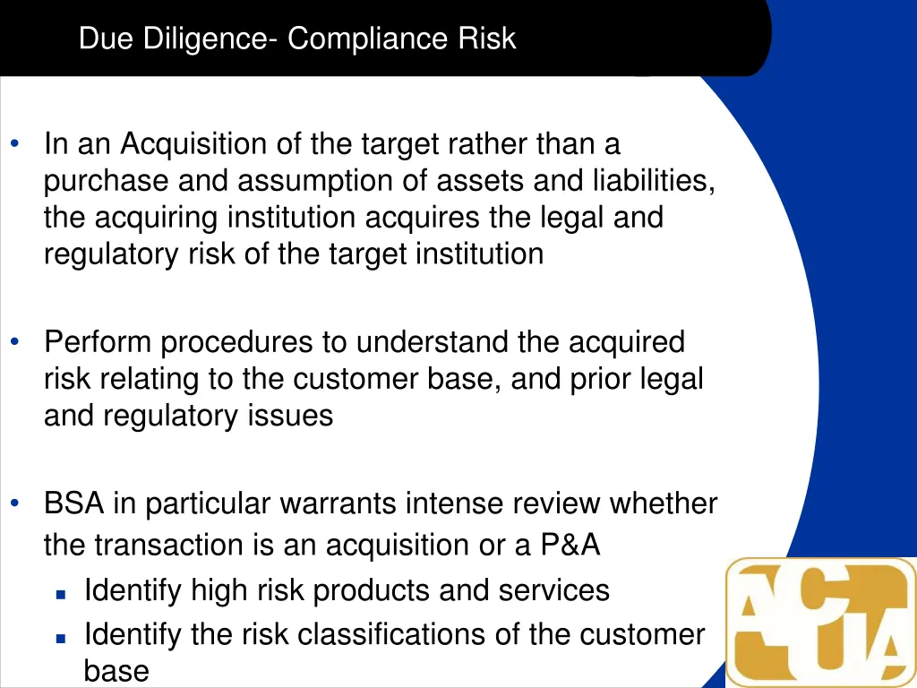 due diligence compliance risk