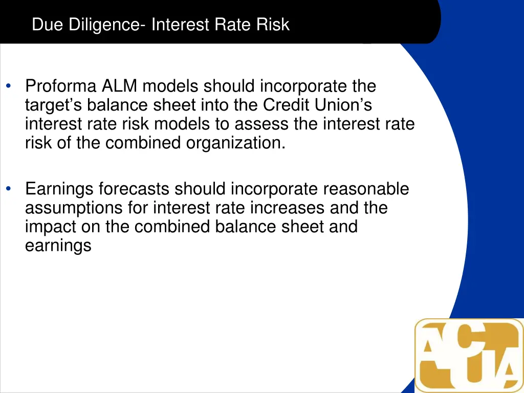 due diligence interest rate risk