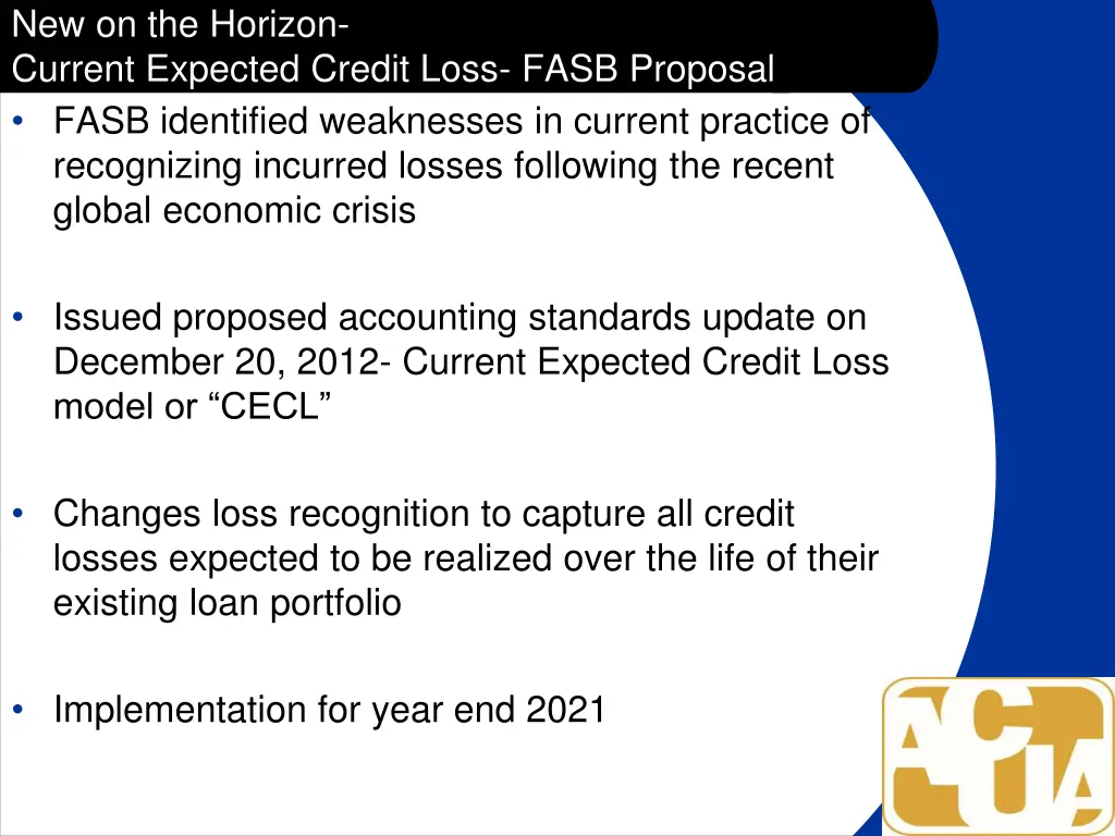 new on the horizon current expected credit loss