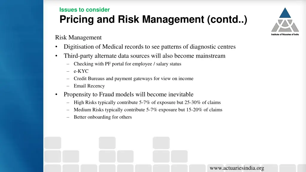 issues to consider pricing and risk management 1