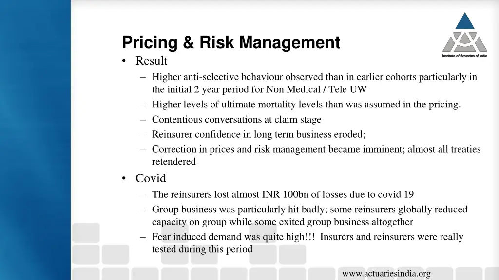 pricing risk management result higher anti