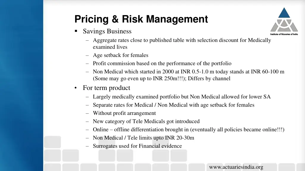 pricing risk management savings business
