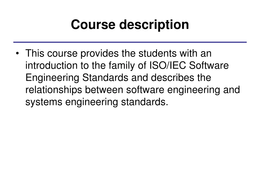 course description