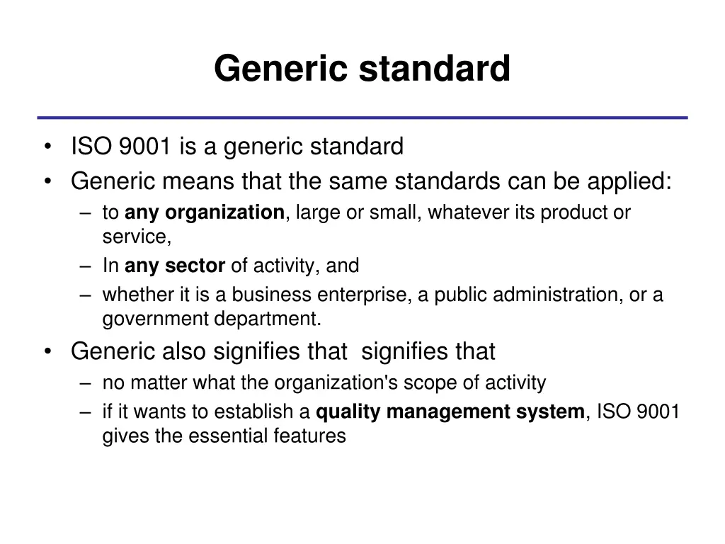 generic standard