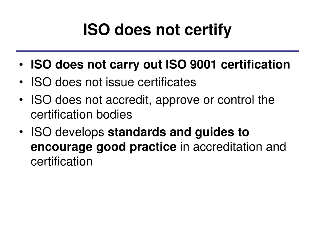 iso does not certify