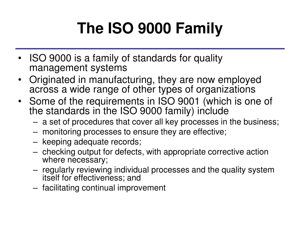 the iso 9000 family