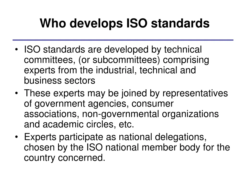 who develops iso standards