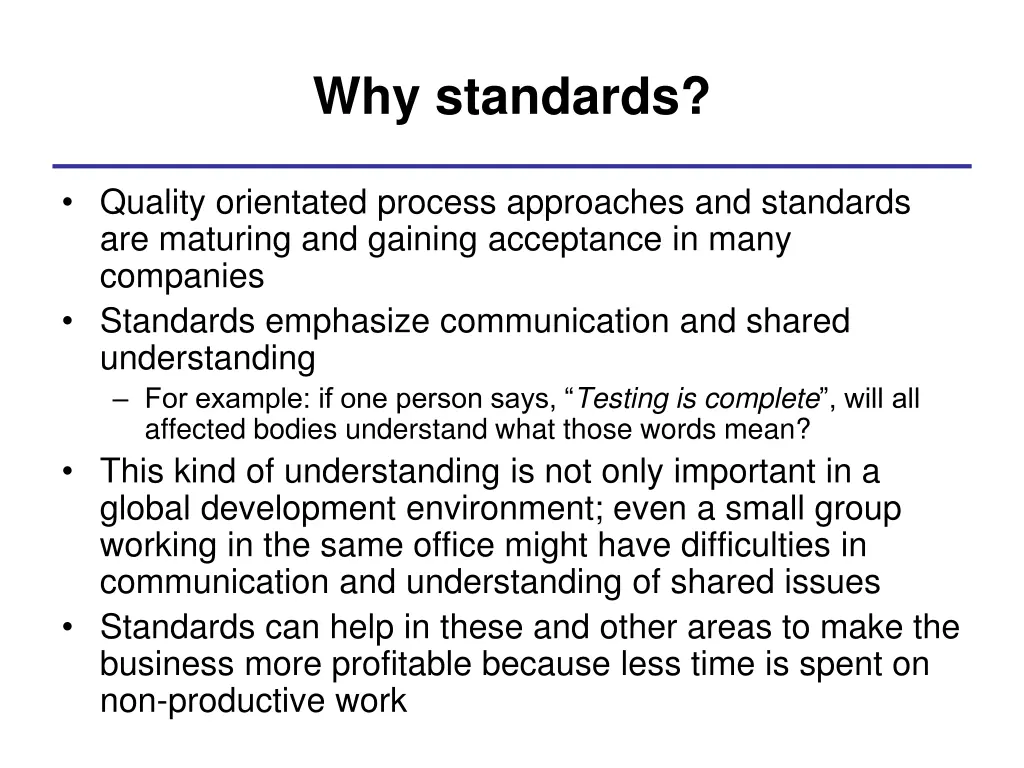 why standards