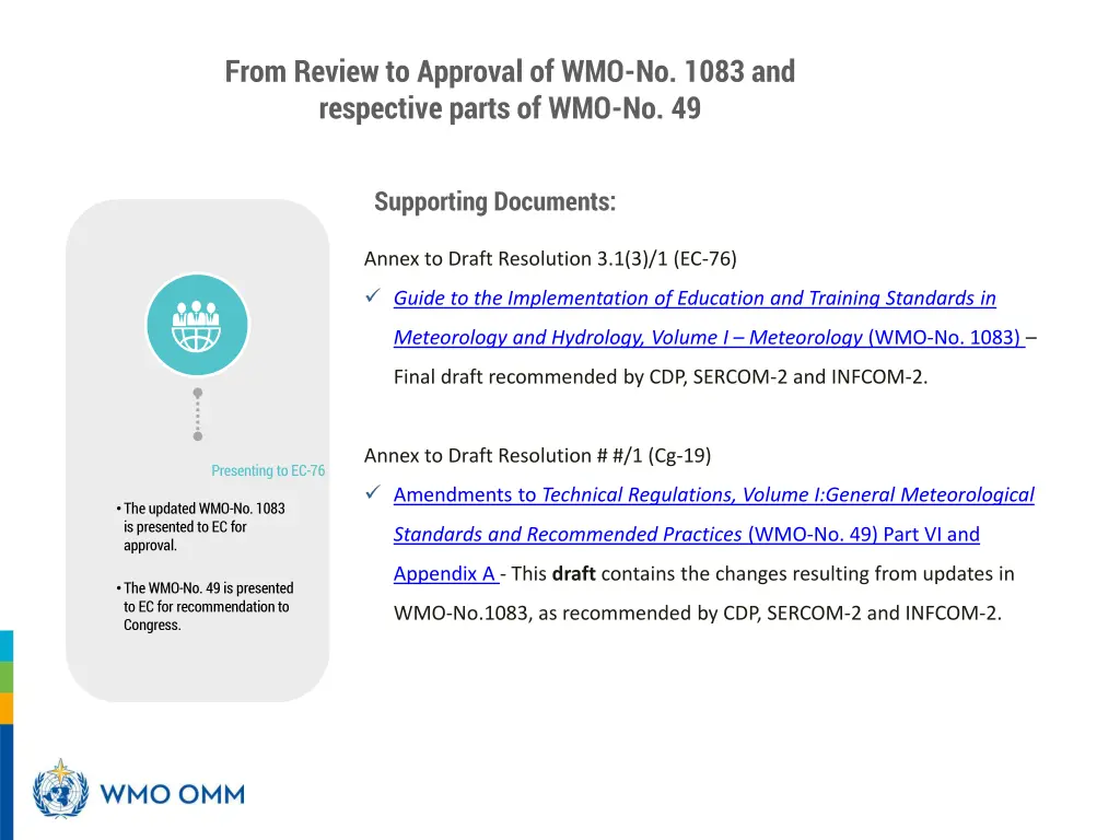 from review to approval of wmo no 1083 1