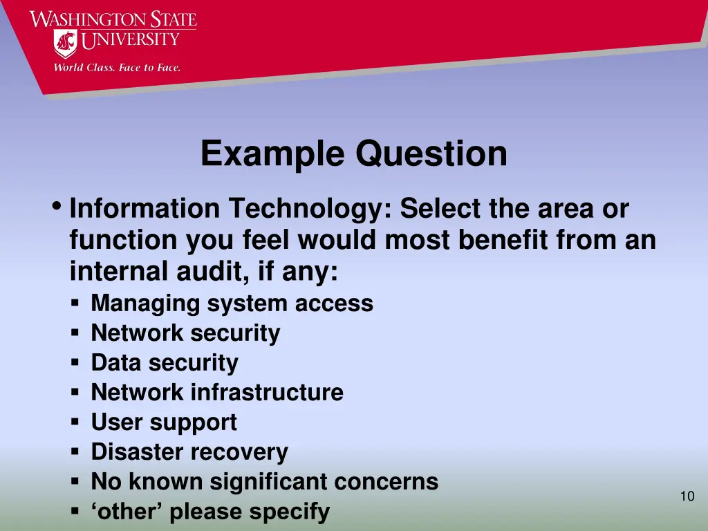example question information technology select