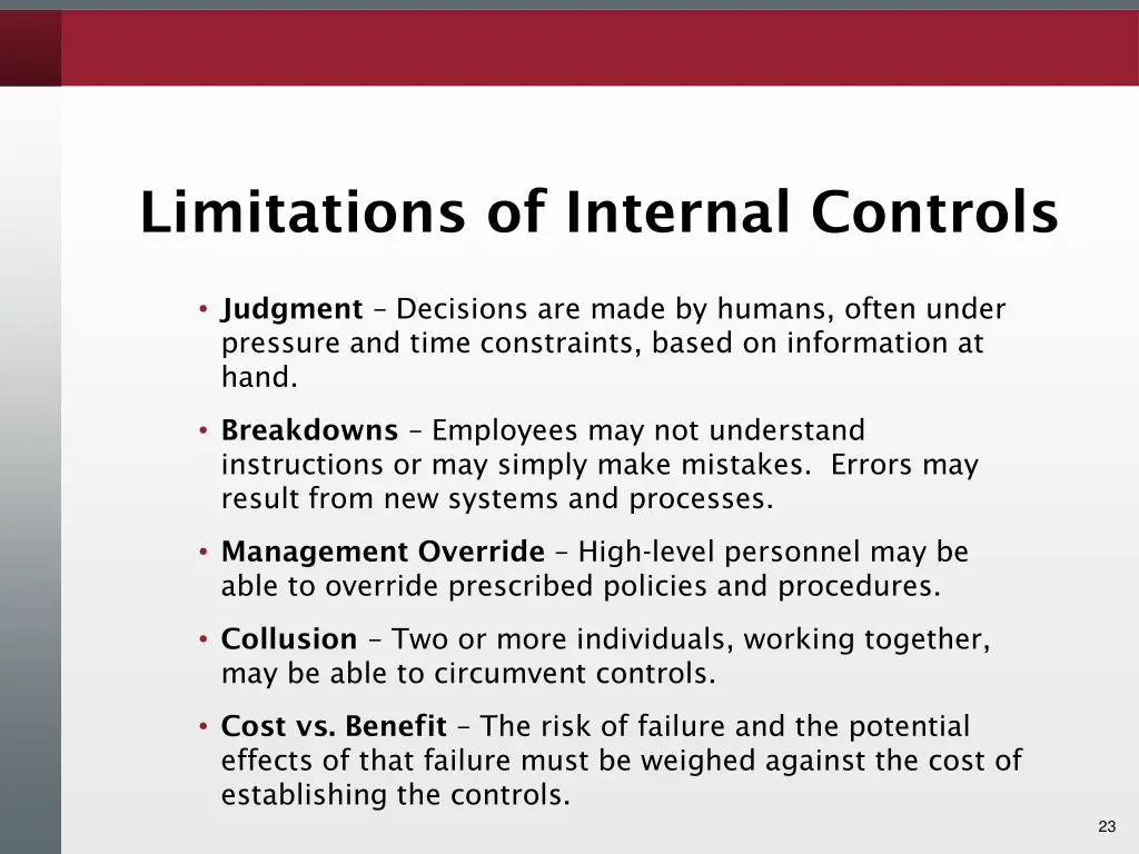 limitations of internal controls