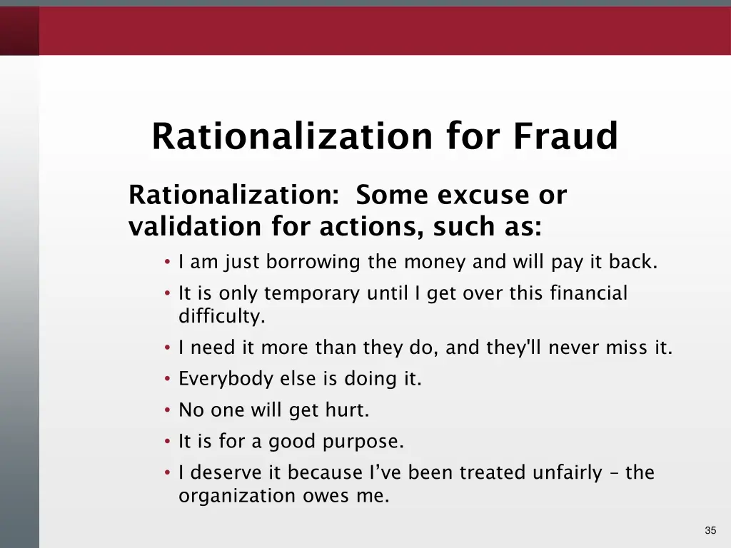 rationalization for fraud
