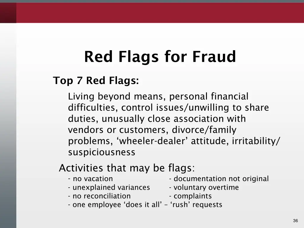 red flags for fraud