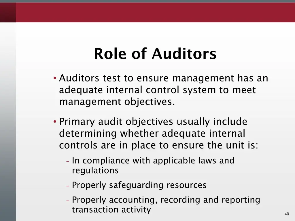 role of auditors