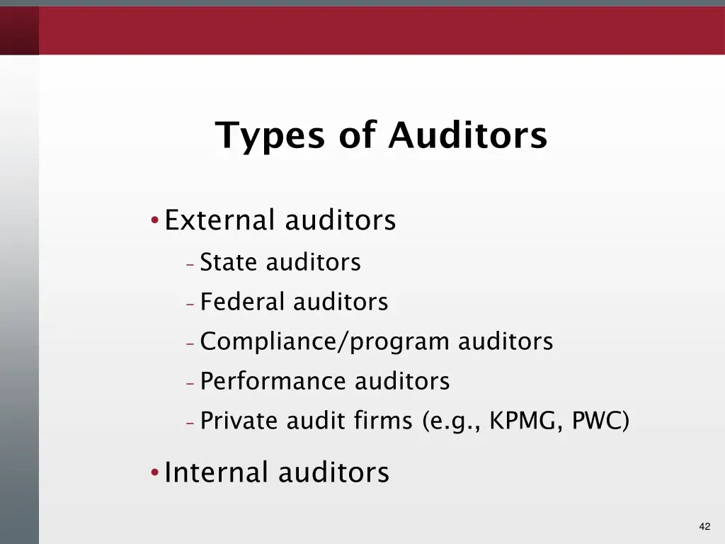 types of auditors