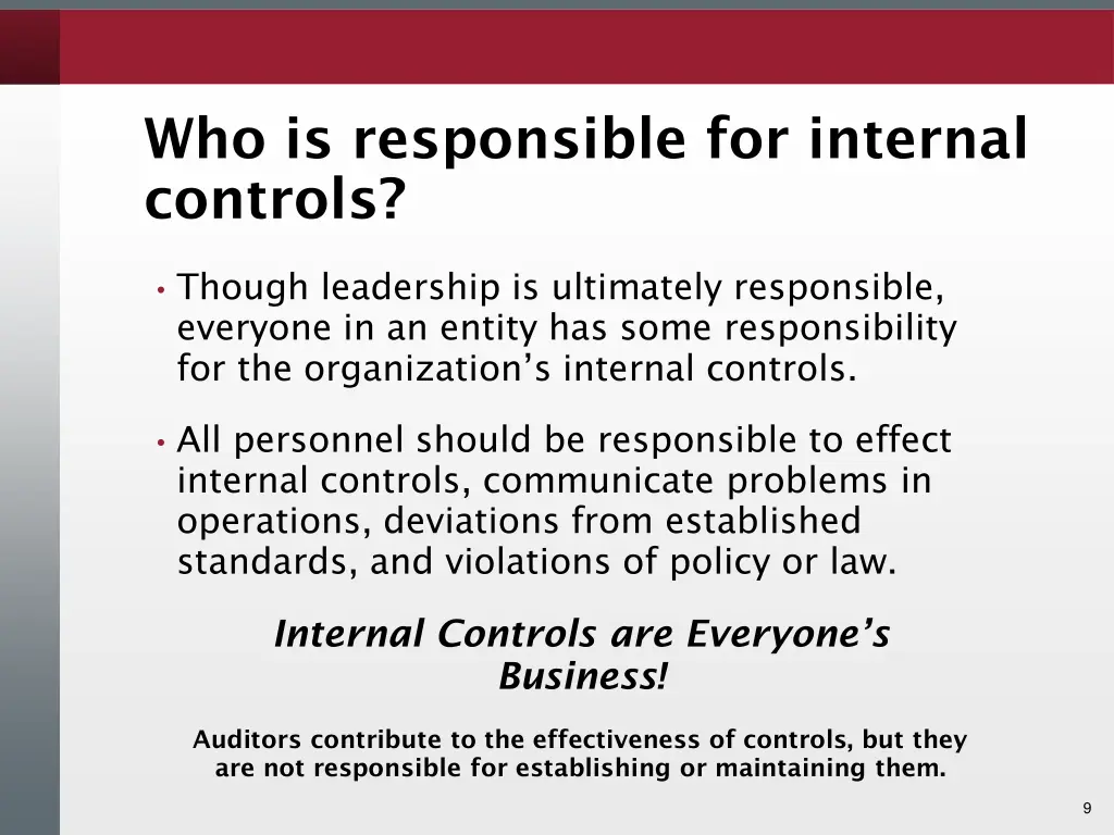 who is responsible for internal controls