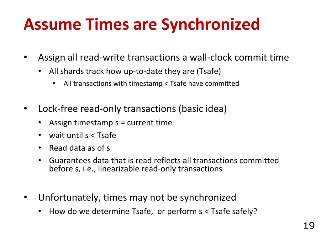 assume times are synchronized