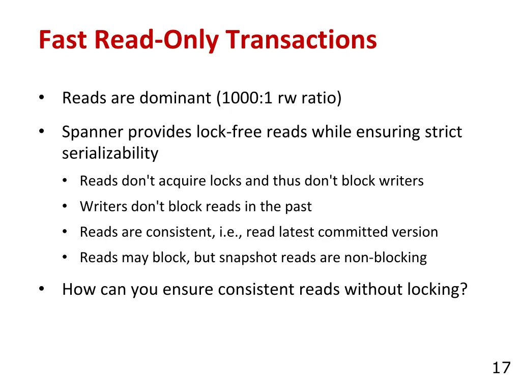 fast read only transactions