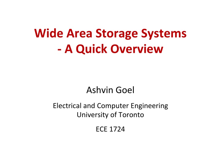 wide area storage systems a quick overview