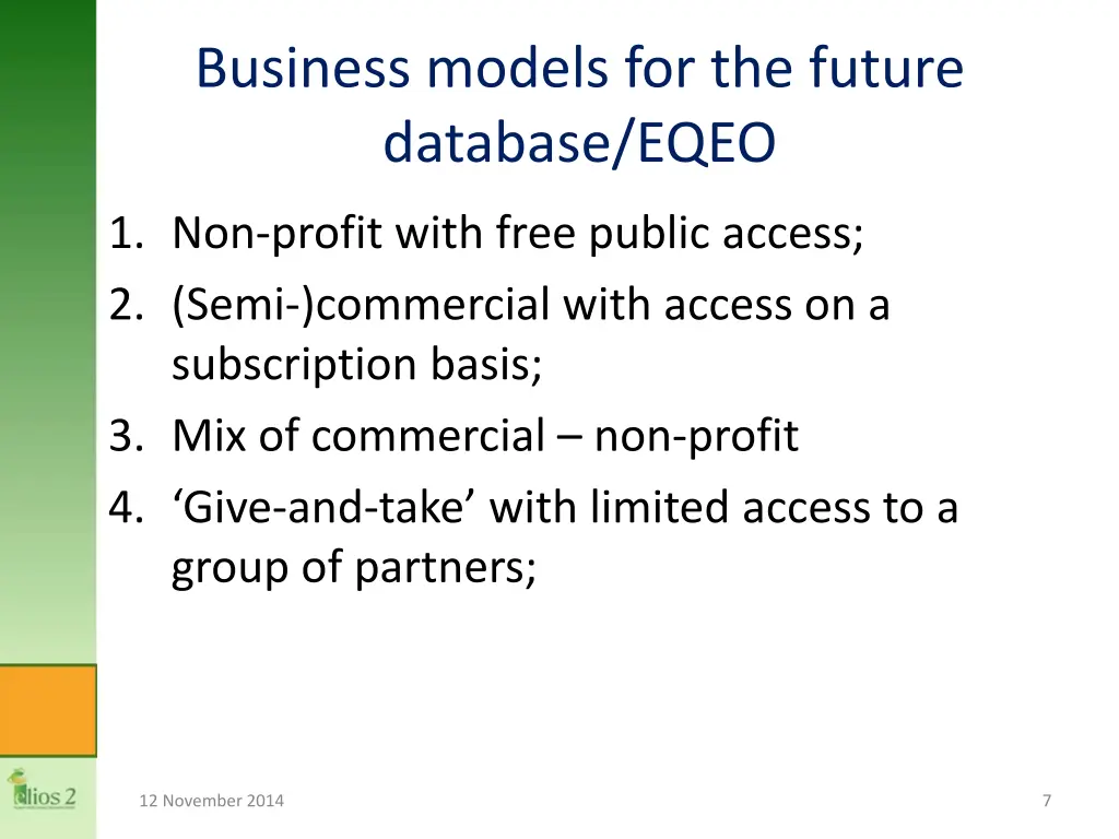 business models for the future database eqeo