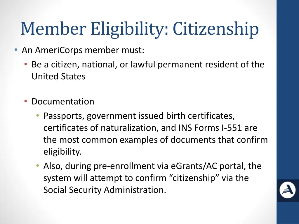 member eligibility citizenship