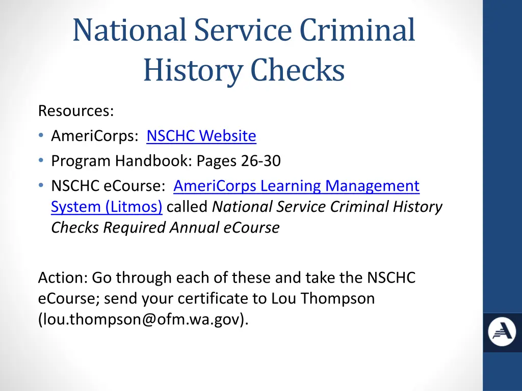 national service criminal history checks