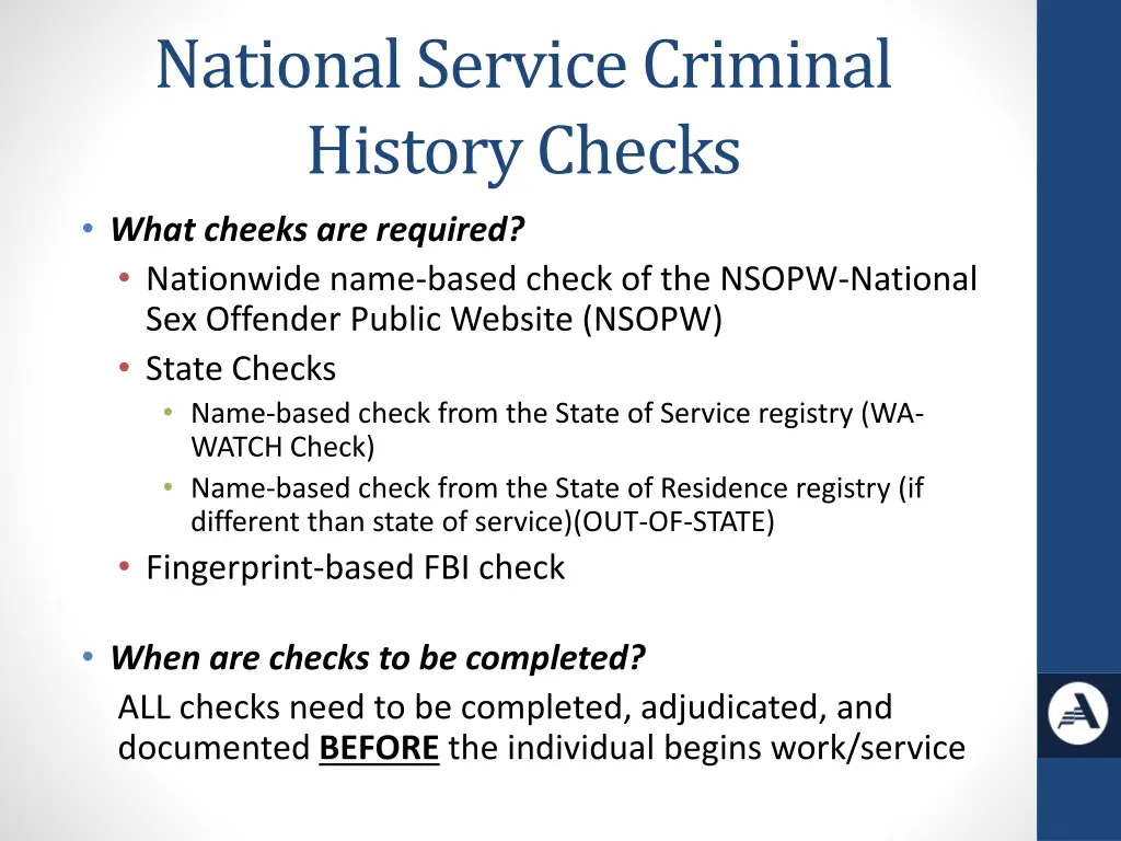 national service criminal history checks what