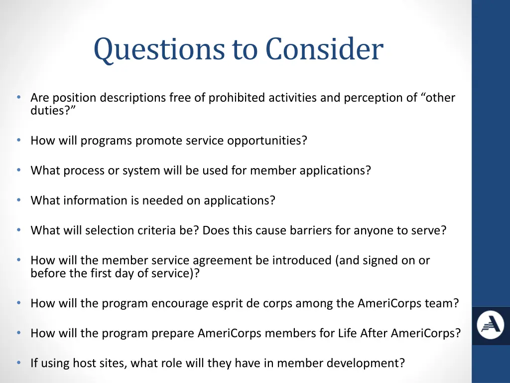 questions to consider