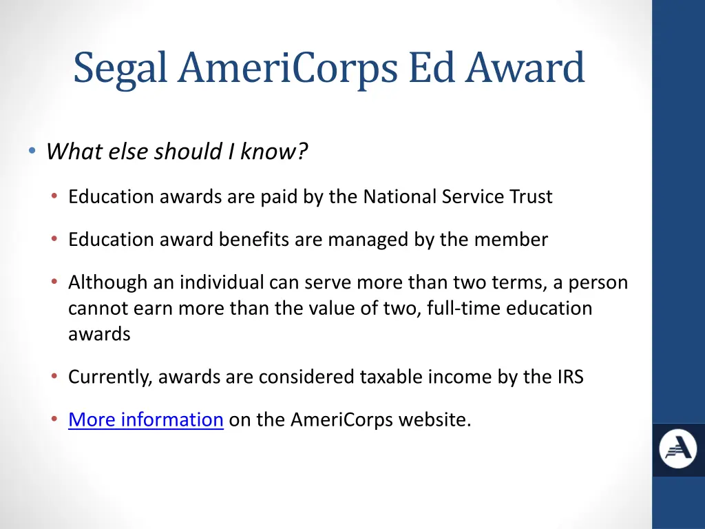 segal americorps ed award 2