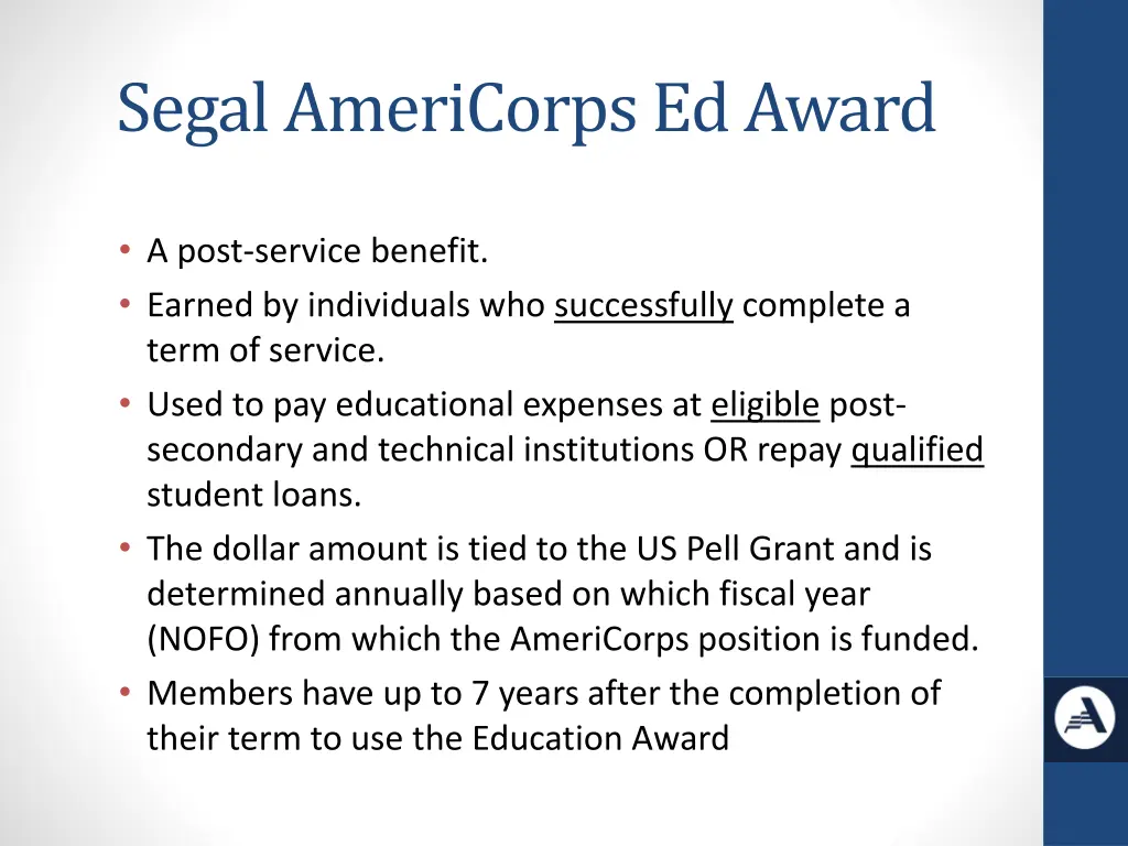 segal americorps ed award