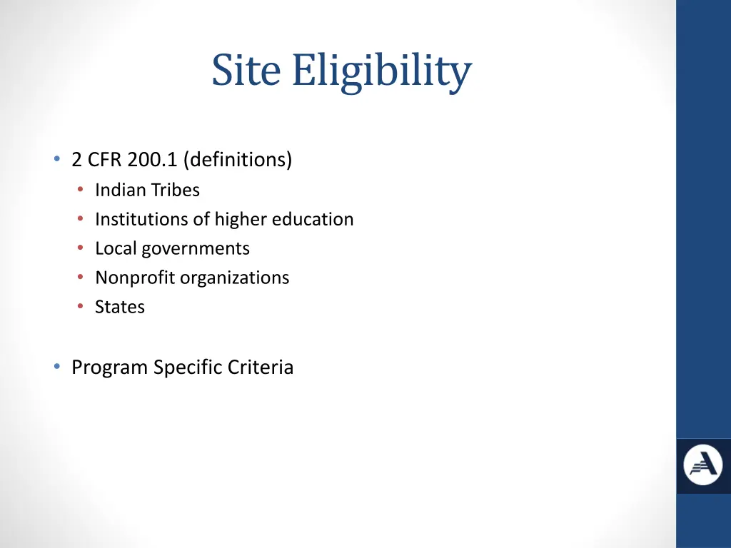 site eligibility