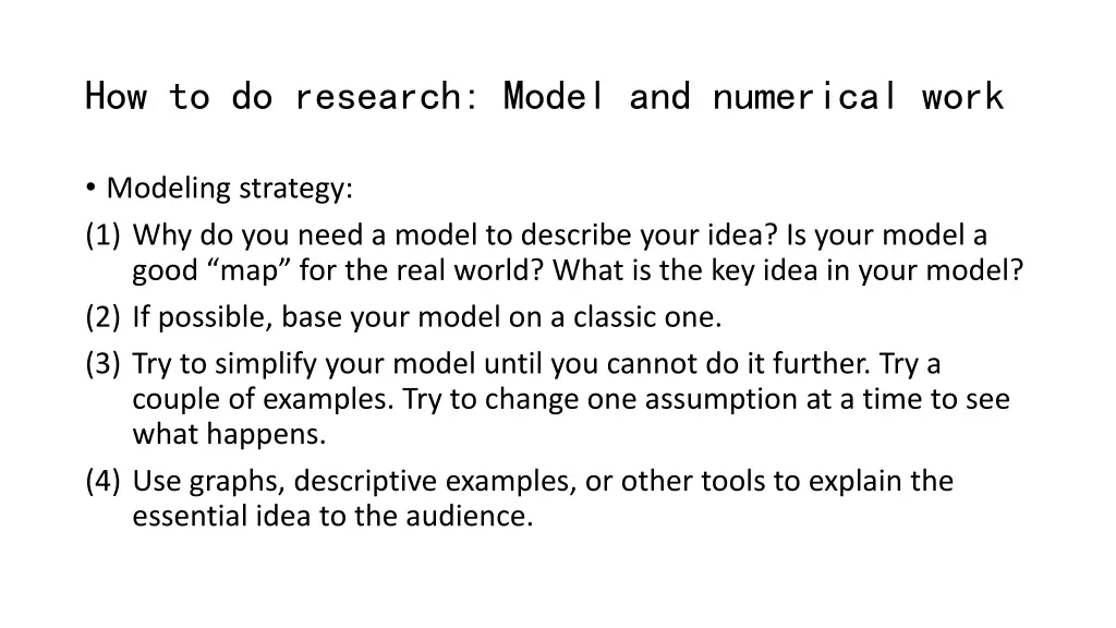 how to do research model and numerical work