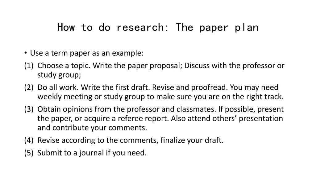 how to do research the paper plan